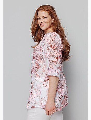 Tunique boutonnée ample voile imprimé - AFIBEL