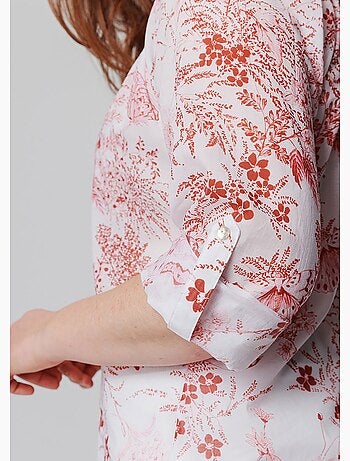 Tunique boutonnée ample voile imprimé - AFIBEL