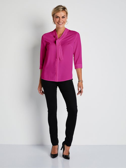 Tunique boutonnée avec lavallière - Kiabi