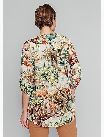 Tunique boutonnée imprimé exotique - Afibel