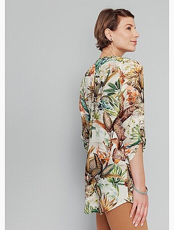 Tunique boutonnée imprimé exotique - Afibel