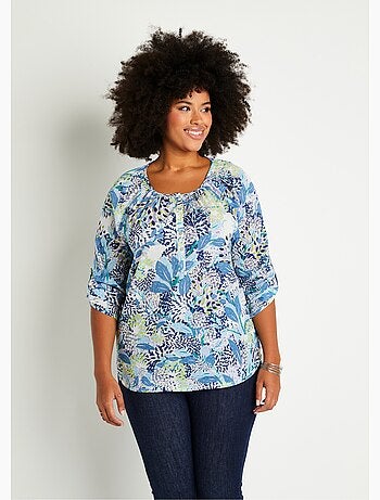 Tunique boutonnée longue fleurie - Afibel