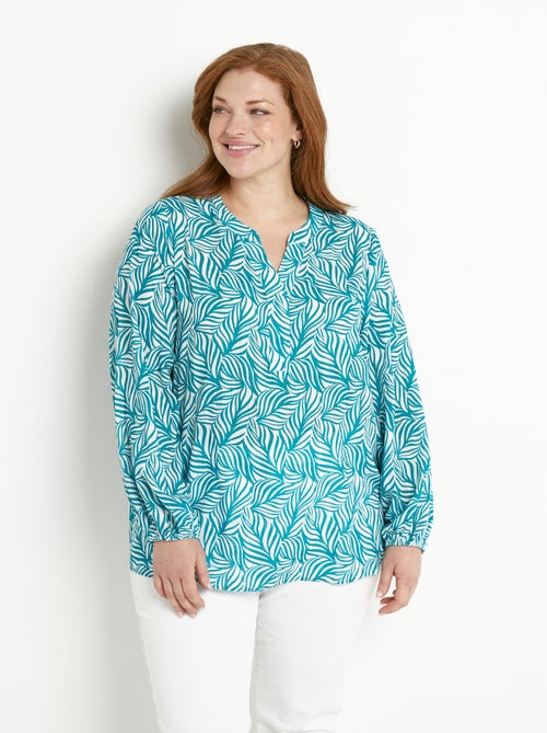 Tunique boutonnée longue manches 3/4 - Kiabi