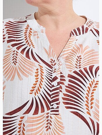 Tunique boutonnée motif feuillage pop - AFIBEL