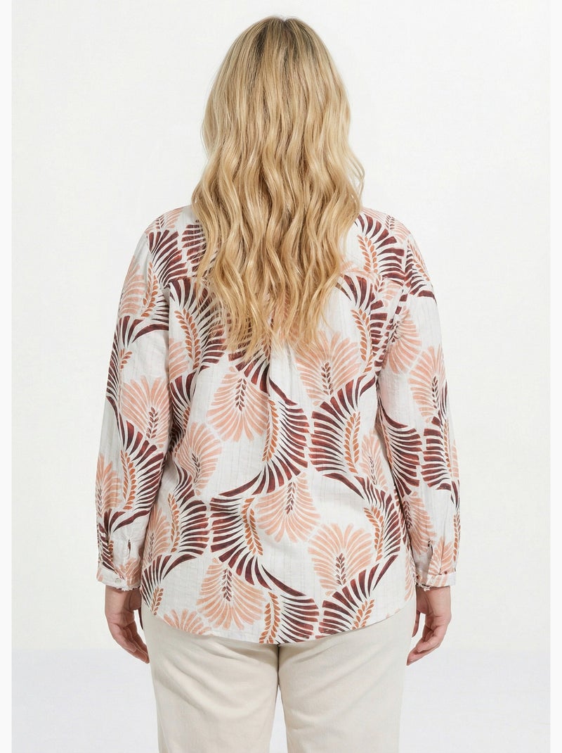 Tunique boutonnée motif feuillage pop - AFIBEL Marron - Kiabi