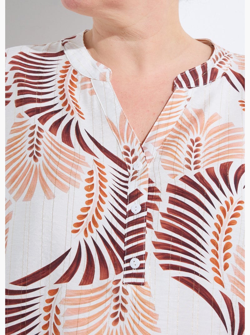 Tunique boutonnée motif feuillage pop - AFIBEL Marron - Kiabi