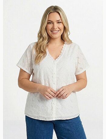 Tunique broderie anglaise, encolure v - afibel