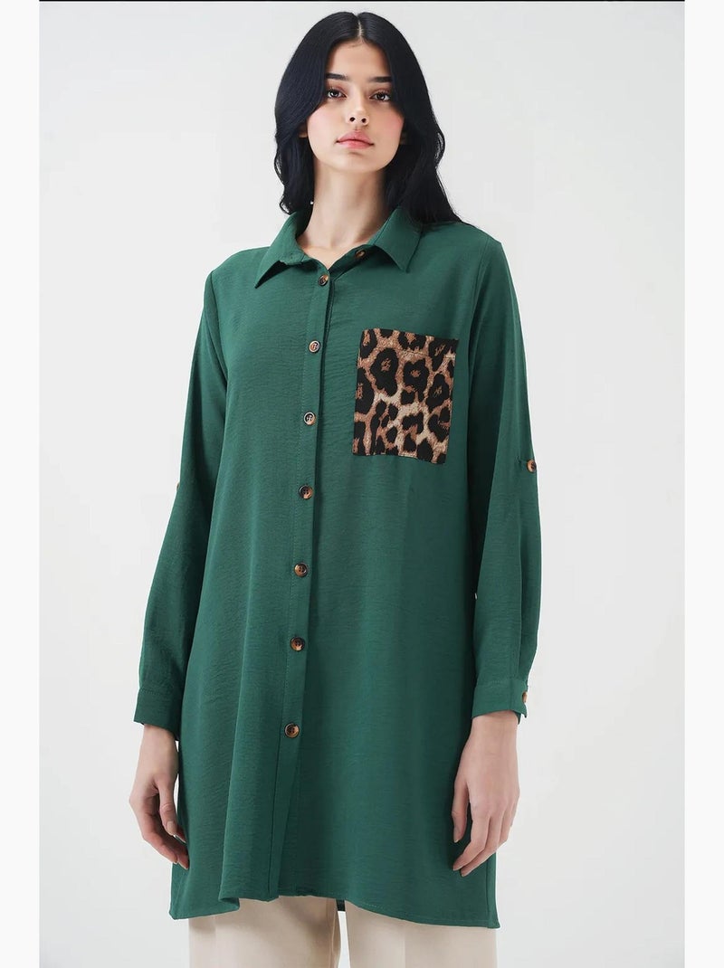 Tunique chemise à poches bdart Vert émeraude - Kiabi
