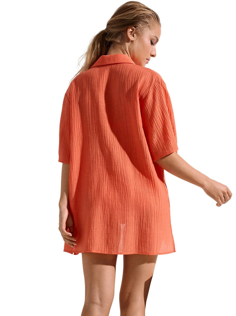 Tunique chemise estivale manches courtes Normandie Orange - Kiabi