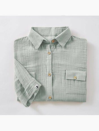 Tunique chemise femme double gaze de coton GAÏA – 100% coton – boutons coco