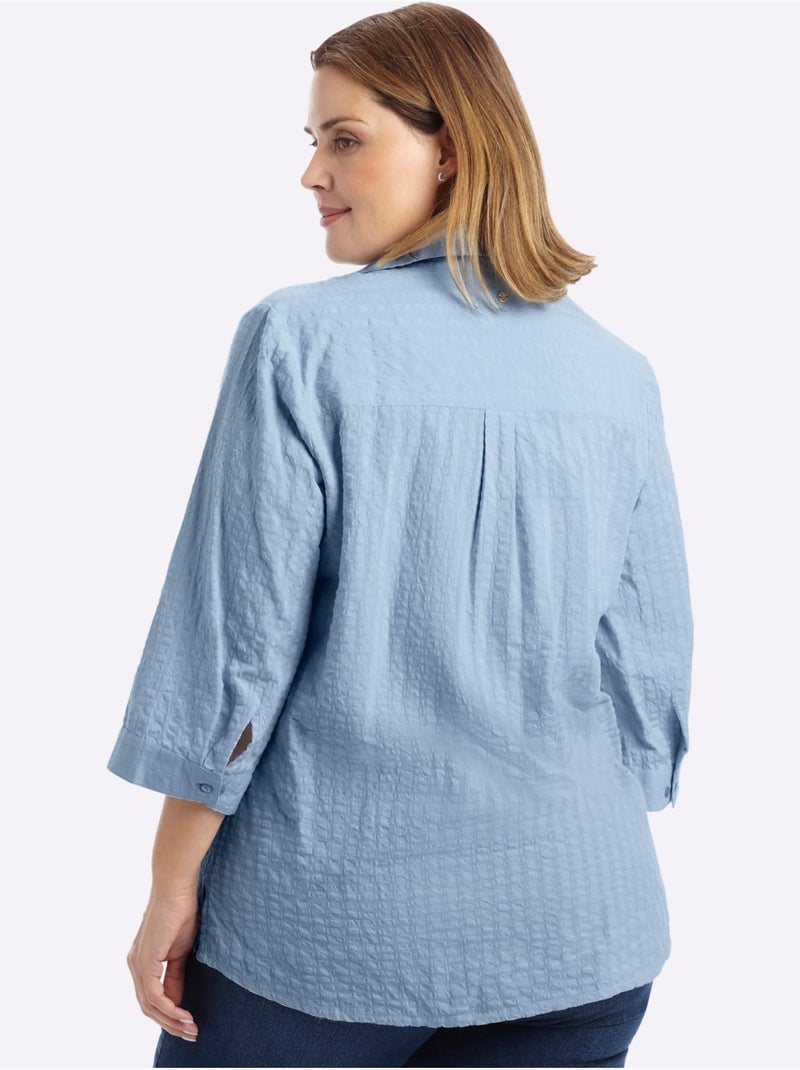 Tunique Col Chemise Ouvert - Taille Standard - Sheego Bleu clair - Kiabi