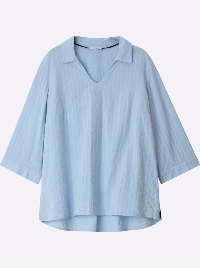 Tunique Col Chemise Ouvert - Taille Standard - Sheego Bleu clair - Kiabi