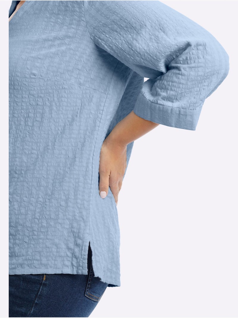 Tunique Col Chemise Ouvert - Taille Standard - Sheego Bleu clair - Kiabi