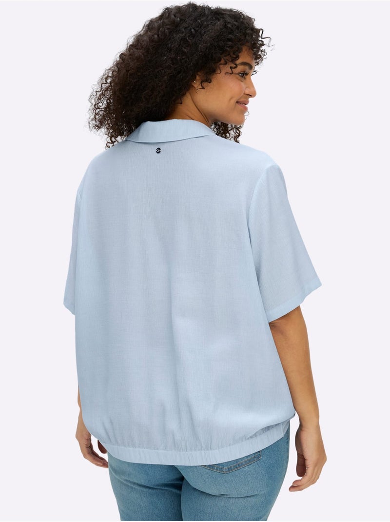 Tunique Col Polo Avec Encolure En V - Taille Standard - Sheego Bleu clair - Kiabi