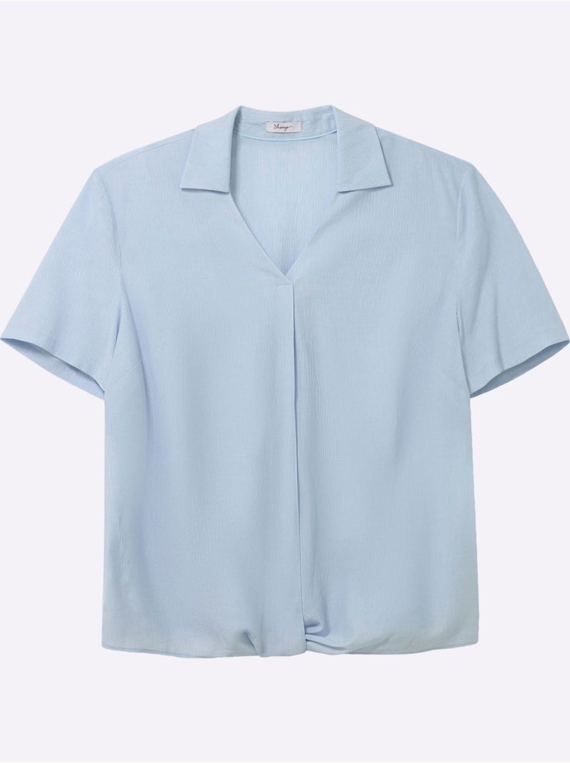 Tunique Col Polo Avec Encolure En V - Taille Standard - Sheego Bleu clair - Kiabi