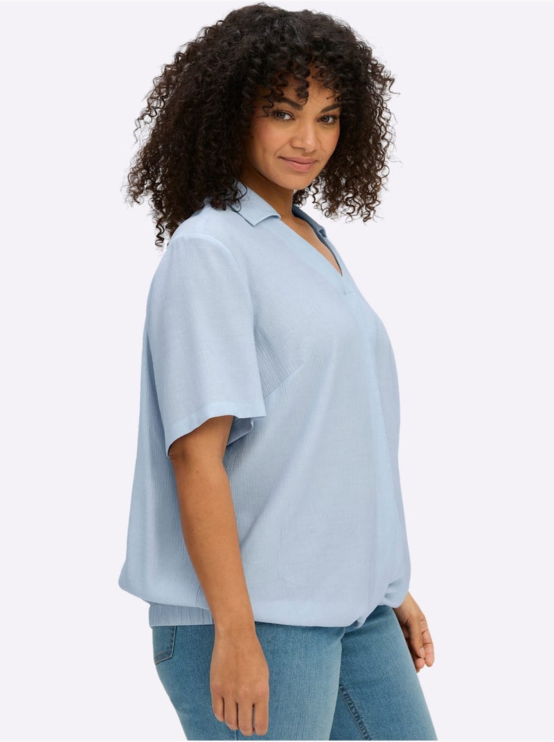 Tunique Col Polo Avec Encolure En V - Taille Standard - Sheego Bleu clair - Kiabi