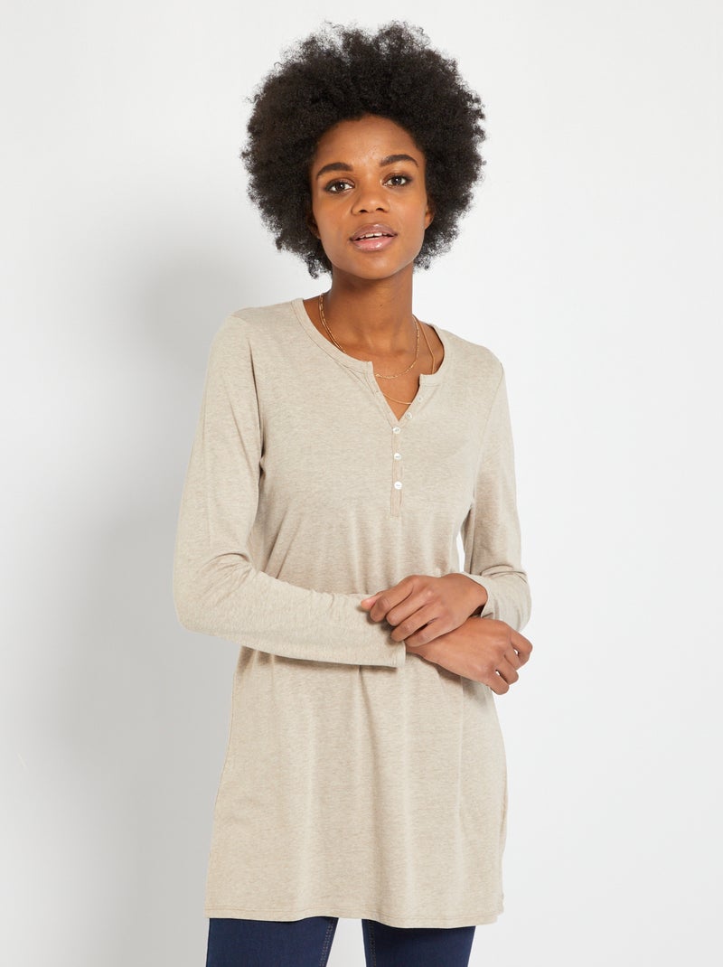 Tunique col tunisien beige - Kiabi