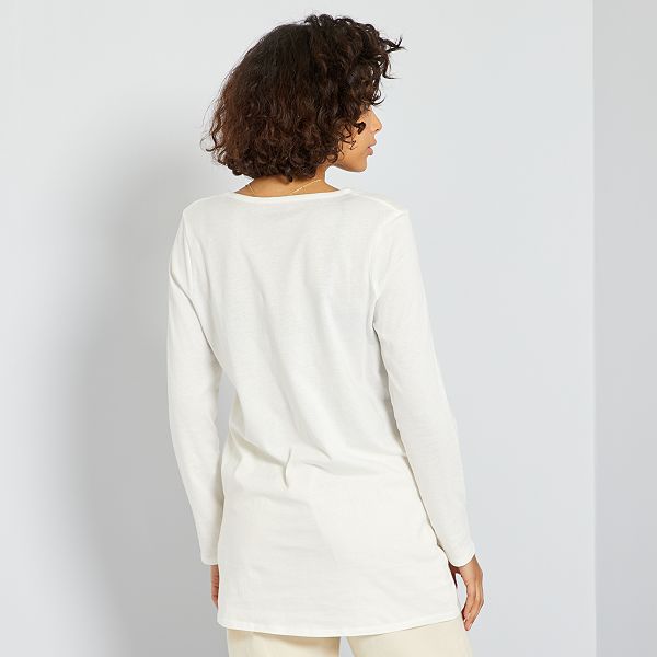 Tunique col tunisien femme - blanc - Kiabi - 8,00€