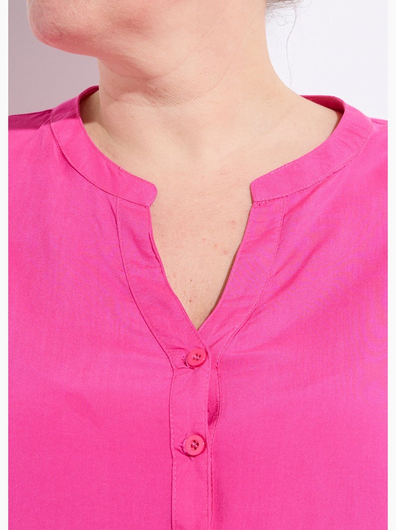 Tunique col tunisien et manches 3/4 - afibel Rose fushia - Kiabi