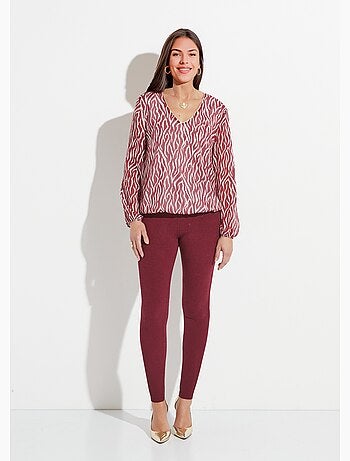 Tunique col V blousante voile imprimé doublé