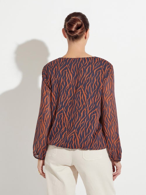Tunique col V blousante voile imprimé doublé - Kiabi
