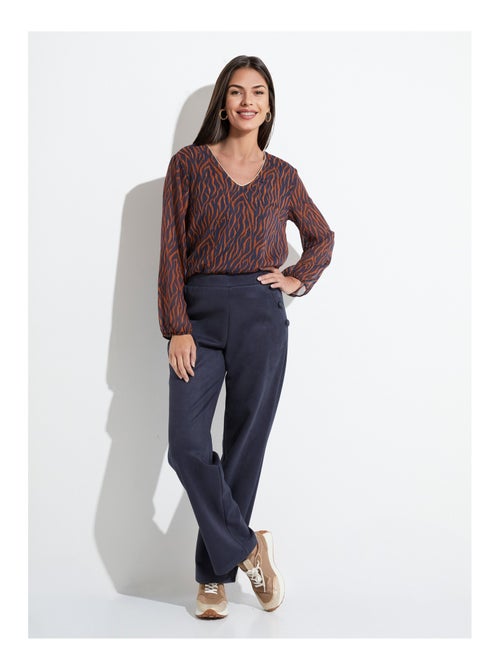 Tunique col V blousante voile imprimé doublé - Kiabi