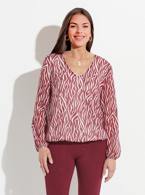 Tunique col V blousante voile imprimé doublé - Kiabi