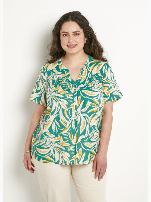 Tunique col V boutonnée ample imprimée - Kiabi