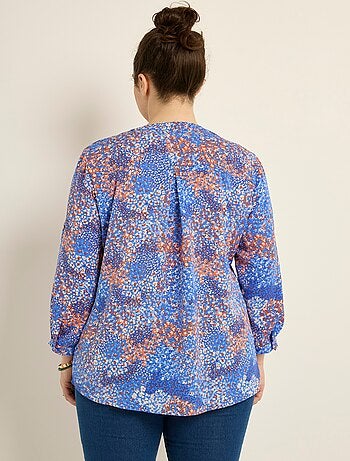 Tunique col V fleurie manches longues