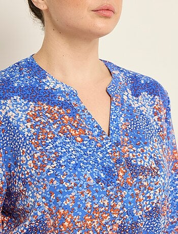 Tunique col V fleurie manches longues