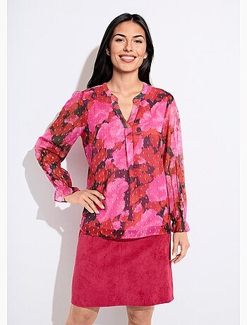 Tunique col V voile imprimé motifs dorés - Afibel