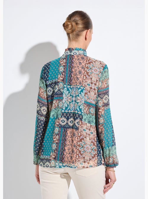 Tunique col volanté voile crépon imprimé patchwork - Afibel - Kiabi