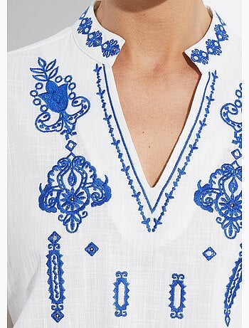 Tunique coton broderies et sequins - afibel