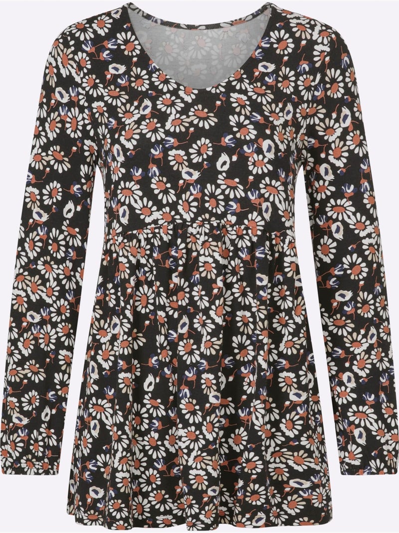 Tunique Coupe En A Affinante - Taille Standard - Witt Noir Orange - Kiabi