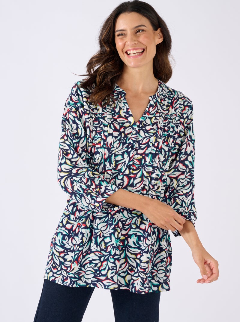 Tunique créponnée pure viscose - Damart Bleu - Kiabi