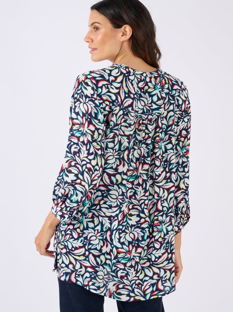 Tunique créponnée pure viscose - Damart Bleu - Kiabi