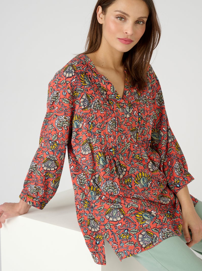 Tunique créponnée pure viscose - Damart Orange - Kiabi