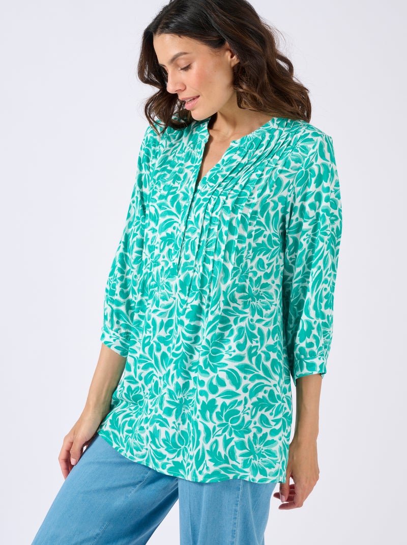 Tunique créponnée pure viscose - Damart Vert chèvrefeuille - Kiabi