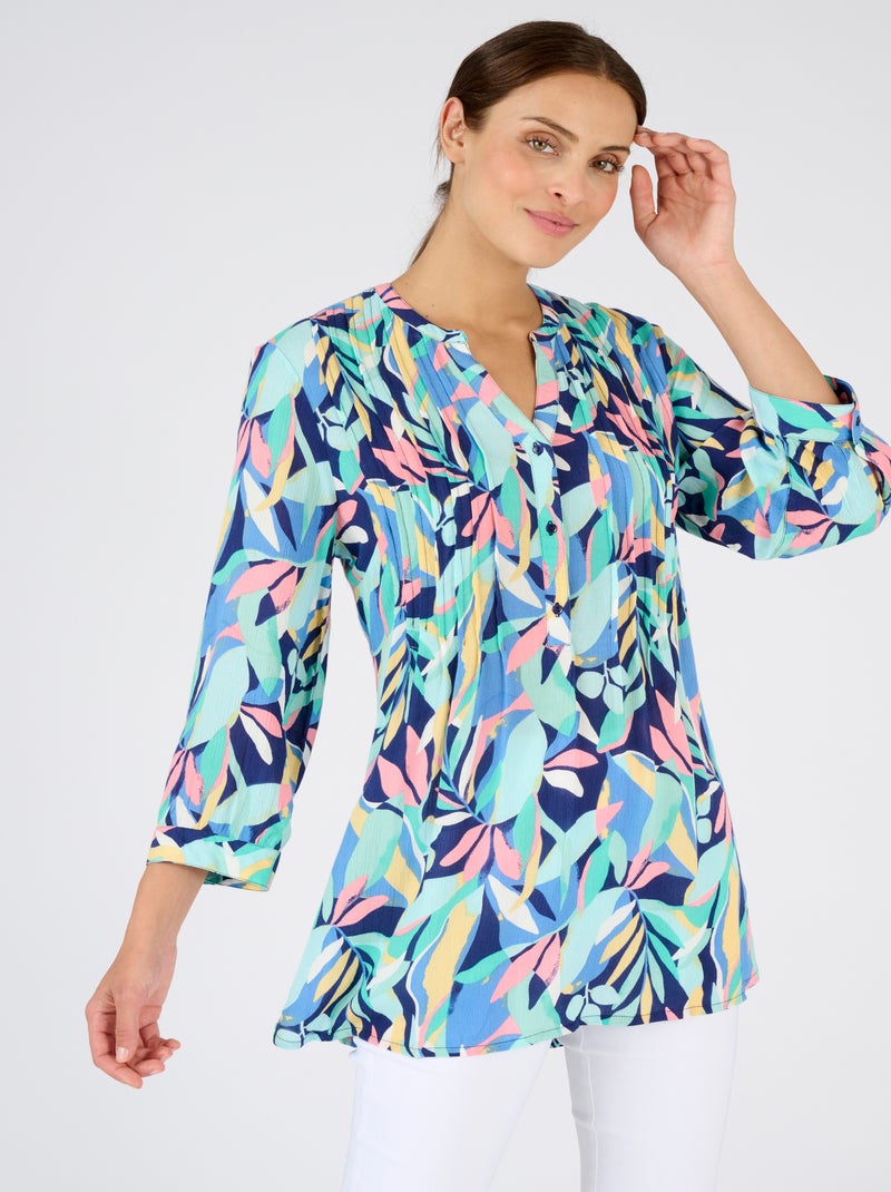 Tunique créponnée pure viscose - Damart Vert - Kiabi