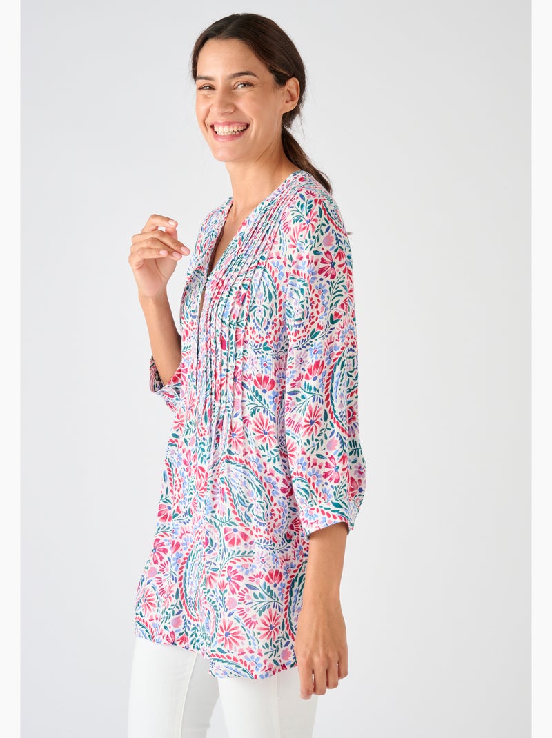 Tunique créponnée pure viscose - Damart Vert pastel - Kiabi