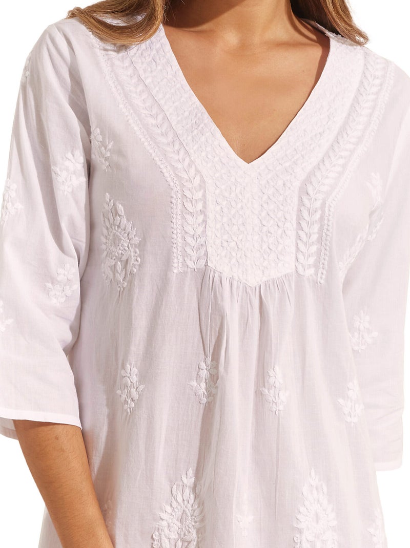 Tunique de plage brodée COMPLEMENTOS Blanc - Kiabi