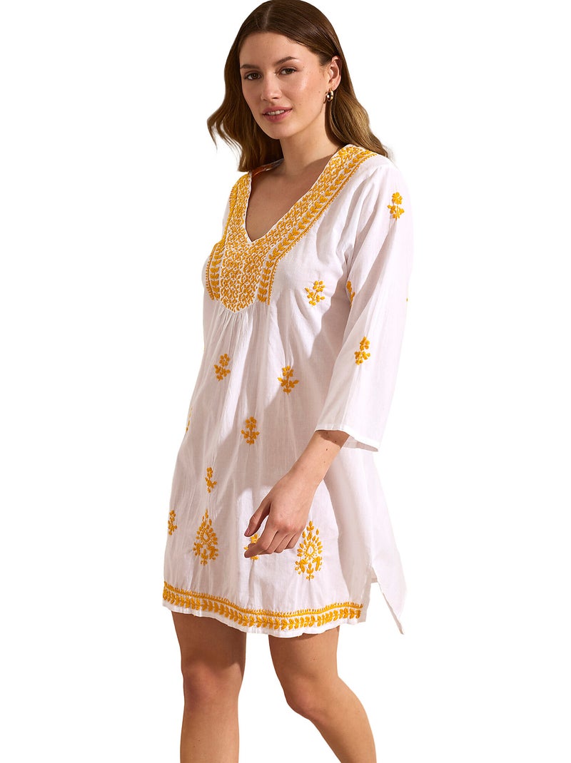 Tunique de plage brodée COMPLEMENTOS Jaune - Kiabi