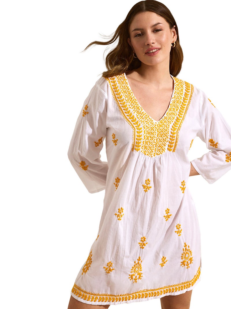 Tunique de plage brodée COMPLEMENTOS Jaune - Kiabi