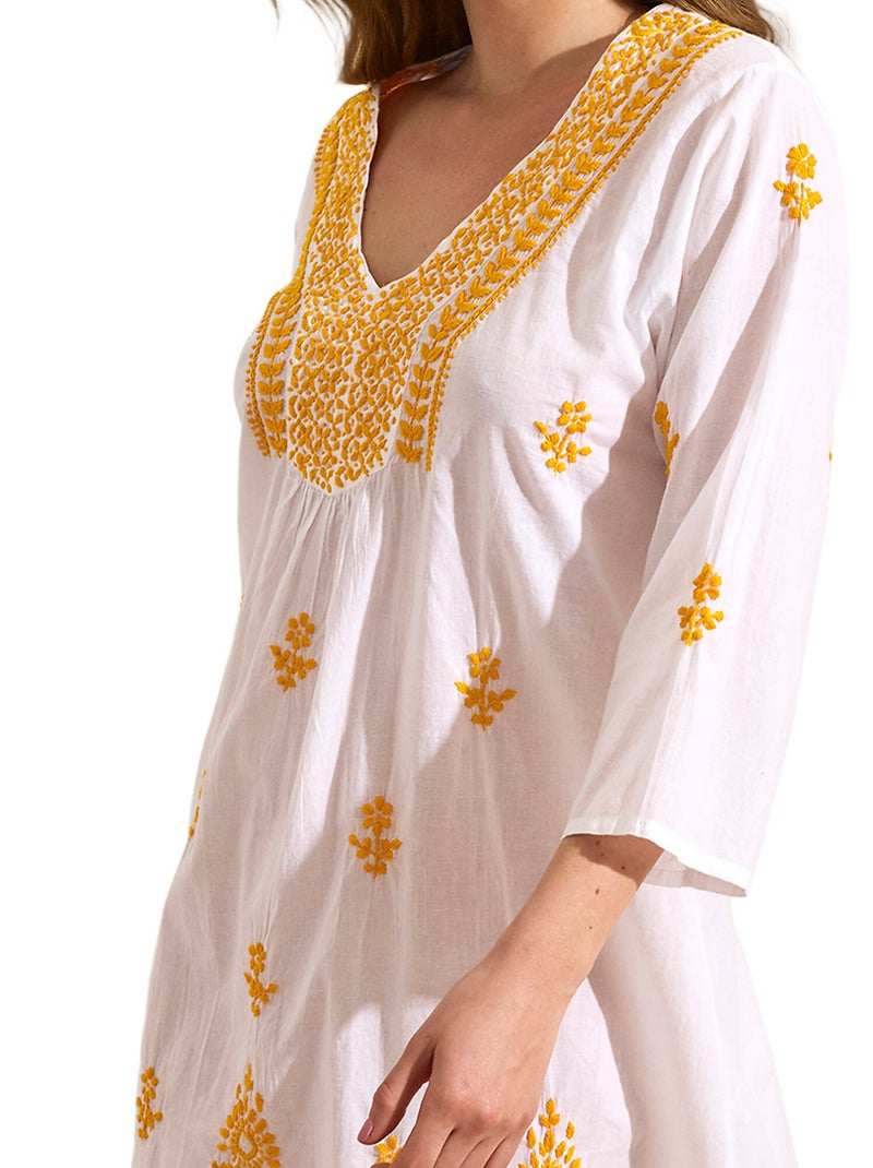 Tunique de plage brodée COMPLEMENTOS Jaune - Kiabi