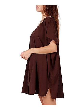 Tunique de plage chemise Bright Sequins chocolat
