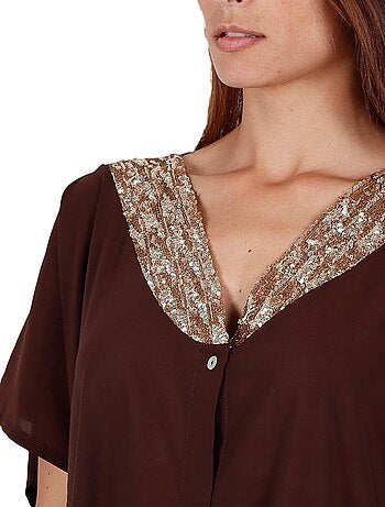 Tunique de plage chemise Bright Sequins chocolat
