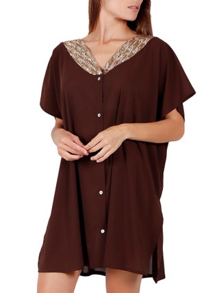 Tunique de plage chemise Bright Sequins chocolat