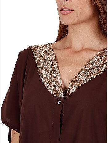 Tunique de plage chemise bright sequins