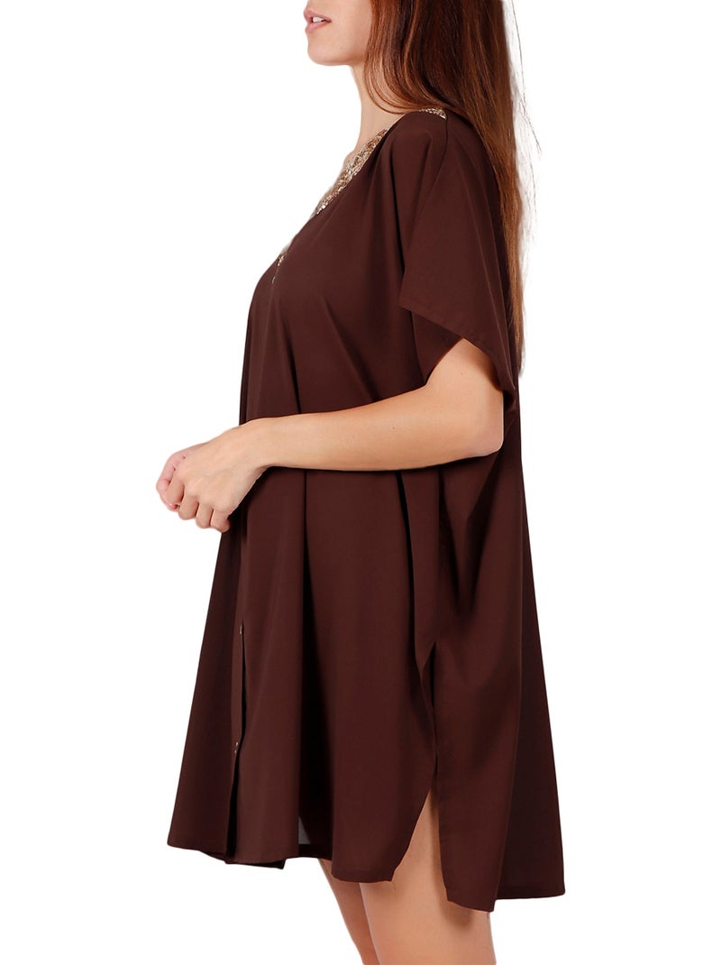 Tunique de plage chemise bright sequins Marron chocolat - Kiabi
