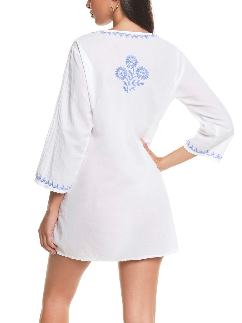 Tunique de plage courte brodée Complementos Bleu - Kiabi